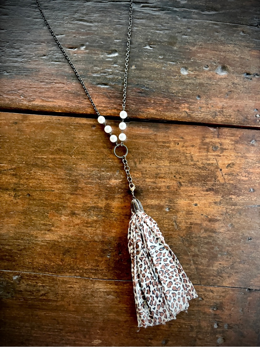Plunder Leopard Print Tassel Pendant Necklace